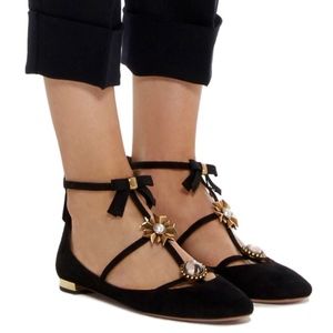 Aquazzura Pandora Suede Ballet Flats